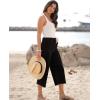 image:imageluvamia Womens Wide Leg High Waisted Cropped Capri JeansWashed Black