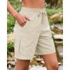 image:imageluvamia Hiking Shorts for Women Cargo 7 High Waisted Lightweight Quick Dry Golf Summer Casual Shorts with PocketsOatmeal