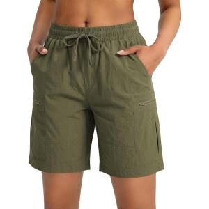 image:imageluvamia Hiking Shorts for Women Cargo 7 High Waisted Lightweight Quick Dry Golf Summer Casual Shorts with PocketsArmy Green
