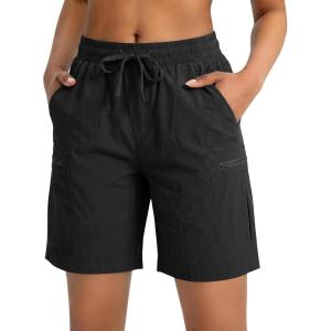 image:imageluvamia Hiking Shorts for Women Cargo 7 High Waisted Lightweight Quick Dry Golf Summer Casual Shorts with PocketsBlack
