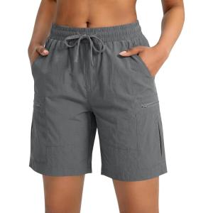 image:imageluvamia Hiking Shorts for Women Cargo 7 High Waisted Lightweight Quick Dry Golf Summer Casual Shorts with PocketsDark Gray