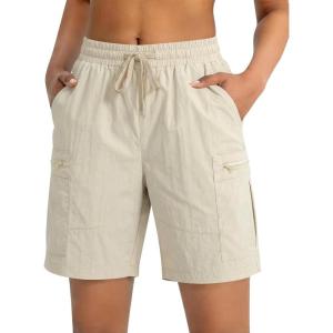 image:imageluvamia Hiking Shorts for Women Cargo 7 High Waisted Lightweight Quick Dry Golf Summer Casual Shorts with PocketsOatmeal