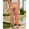 image:imageluvamia Barrel Jeans for Women Cropped High Waisted Baggy Colored Floral Printed Women Western Boyfriend Jeans StretchyBrown Floral