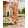 image:imageluvamia Barrel Jeans for Women Cropped High Waisted Baggy Colored Floral Printed Women Western Boyfriend Jeans StretchyBrown Floral