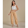 image:imageluvamia Barrel Jeans for Women Cropped High Waisted Baggy Colored Floral Printed Women Western Boyfriend Jeans StretchyKhaki Orchid