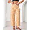 image:imageluvamia Barrel Jeans for Women Cropped High Waisted Baggy Colored Floral Printed Women Western Boyfriend Jeans StretchyKhaki Orchid