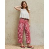 image:imageluvamia Barrel Jeans for Women Cropped High Waisted Baggy Colored Floral Printed Women Western Boyfriend Jeans StretchyRose Red Paisley