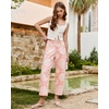 image:imageluvamia Barrel Jeans for Women Cropped High Waisted Baggy Colored Floral Printed Women Western Boyfriend Jeans StretchyWashed Pink Floral