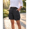 image:imageluvamia Cargo Shorts Women High Waisted Casual Elastic Waist 7 Inseam Mid Thigh Hiking Golf Shorts with Utility PocketsBlack