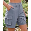 image:imageluvamia Cargo Shorts Women High Waisted Casual Elastic Waist 7 Inseam Mid Thigh Hiking Golf Shorts with Utility PocketsBlue Gray