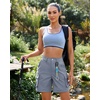 image:imageluvamia Cargo Shorts Women High Waisted Casual Elastic Waist 7 Inseam Mid Thigh Hiking Golf Shorts with Utility PocketsBlue Gray