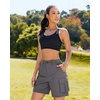 image:imageluvamia Cargo Shorts Women High Waisted Casual Elastic Waist 7 Inseam Mid Thigh Hiking Golf Shorts with Utility PocketsDark Gray