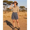 image:imageluvamia Cargo Shorts Women High Waisted Casual Elastic Waist 7 Inseam Mid Thigh Hiking Golf Shorts with Utility PocketsDark Gray