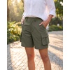 image:imageluvamia Cargo Shorts Women High Waisted Casual Elastic Waist 7 Inseam Mid Thigh Hiking Golf Shorts with Utility PocketsDusty Olive