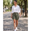 image:imageluvamia Cargo Shorts Women High Waisted Casual Elastic Waist 7 Inseam Mid Thigh Hiking Golf Shorts with Utility PocketsDusty Olive