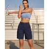 image:imageluvamia Cargo Shorts Women High Waisted Casual Elastic Waist 7 Inseam Mid Thigh Hiking Golf Shorts with Utility PocketsNavy Blue