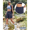 image:imageluvamia Cargo Shorts Women High Waisted Casual Elastic Waist 7 Inseam Mid Thigh Hiking Golf Shorts with Utility PocketsNavy Blue