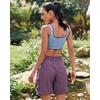 image:imageluvamia Cargo Shorts Women High Waisted Casual Elastic Waist 7 Inseam Mid Thigh Hiking Golf Shorts with Utility PocketsPurple