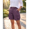 image:imageluvamia Cargo Shorts Women High Waisted Casual Elastic Waist 7 Inseam Mid Thigh Hiking Golf Shorts with Utility PocketsPurple