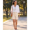 image:imageluvamia Cargo Shorts Women High Waisted Casual Elastic Waist 7 Inseam Mid Thigh Hiking Golf Shorts with Utility PocketsTurtledove