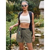 image:imageluvamia Cargo Shorts for Women Mid Thigh High Rise Lightweight Quick Dry Hiking Shorts Women Zipper Pockets with BeltArmy Green