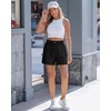 image:imageluvamia Cargo Shorts for Women Mid Thigh High Rise Lightweight Quick Dry Hiking Shorts Women Zipper Pockets with BeltBlack