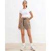 image:imageluvamia Cargo Shorts for Women Mid Thigh High Rise Lightweight Quick Dry Hiking Shorts Women Zipper Pockets with BeltKhaki