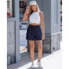 image:imageluvamia Cargo Shorts for Women Mid Thigh High Rise Lightweight Quick Dry Hiking Shorts Women Zipper Pockets with BeltNavy Blue