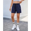 image:imageluvamia Cargo Shorts for Women Mid Thigh High Rise Lightweight Quick Dry Hiking Shorts Women Zipper Pockets with BeltNavy Blue