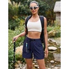 image:imageluvamia Cargo Shorts for Women Mid Thigh High Rise Lightweight Quick Dry Hiking Shorts Women Zipper Pockets with BeltNavy Blue