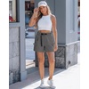 image:imageluvamia Cargo Shorts for Women Mid Thigh High Rise Lightweight Quick Dry Hiking Shorts Women Zipper Pockets with BeltPavement Gray