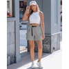 image:imageluvamia Cargo Shorts for Women Mid Thigh High Rise Lightweight Quick Dry Hiking Shorts Women Zipper Pockets with BeltTitanium Gray