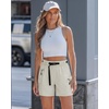 image:imageluvamia Cargo Shorts for Women Mid Thigh High Rise Lightweight Quick Dry Hiking Shorts Women Zipper Pockets with BeltTurtledove