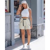 image:imageluvamia Cargo Shorts for Women Mid Thigh High Rise Lightweight Quick Dry Hiking Shorts Women Zipper Pockets with BeltTurtledove