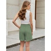 image:imageluvamia Dress Shorts for Women High Waisted Baggy Pleated Work Wide Leg Womens Shorts Casual with Pockets Rolled HemArmy Green