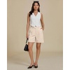 image:imageluvamia Dress Shorts for Women High Waisted Baggy Pleated Work Wide Leg Womens Shorts Casual with Pockets Rolled HemBeige