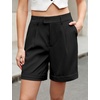 image:imageluvamia Dress Shorts for Women High Waisted Baggy Pleated Work Wide Leg Womens Shorts Casual with Pockets Rolled HemBlack