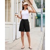 image:imageluvamia Dress Shorts for Women High Waisted Baggy Pleated Work Wide Leg Womens Shorts Casual with Pockets Rolled HemBlack