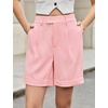 image:imageluvamia Dress Shorts for Women High Waisted Baggy Pleated Work Wide Leg Womens Shorts Casual with Pockets Rolled HemPowder Pink