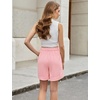 image:imageluvamia Dress Shorts for Women High Waisted Baggy Pleated Work Wide Leg Womens Shorts Casual with Pockets Rolled HemPowder Pink