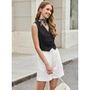 image:imageluvamia Dress Shorts for Women High Waisted Baggy Pleated Work Wide Leg Womens Shorts Casual with Pockets Rolled HemWhite