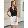 image:imageluvamia Dress Shorts for Women High Waisted Baggy Pleated Work Wide Leg Womens Shorts Casual with Pockets Rolled HemWhite