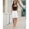 image:imageluvamia Dress Shorts for Women High Waisted Baggy Pleated Work Wide Leg Womens Shorts Casual with Pockets Rolled HemWhite