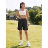 image:imageluvamia Hiking Shorts for Women Bermuda Knee Length Cargo Pull On Quick Dry Elastic Waist Sport 9 Inseam Long ShortsBlack