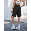 image:imageluvamia Hiking Shorts for Women Bermuda Knee Length Cargo Pull On Quick Dry Elastic Waist Sport 9 Inseam Long ShortsBlack