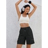 image:imageluvamia Hiking Shorts for Women Bermuda Knee Length Cargo Pull On Quick Dry Elastic Waist Sport 9 Inseam Long ShortsBlack