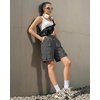 image:imageluvamia Hiking Shorts for Women Bermuda Knee Length Cargo Pull On Quick Dry Elastic Waist Sport 9 Inseam Long ShortsDark Gray
