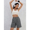 image:imageluvamia Hiking Shorts for Women Bermuda Knee Length Cargo Pull On Quick Dry Elastic Waist Sport 9 Inseam Long ShortsDark Gray
