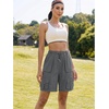 image:imageluvamia Hiking Shorts for Women Bermuda Knee Length Cargo Pull On Quick Dry Elastic Waist Sport 9 Inseam Long ShortsDark Gray