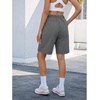 image:imageluvamia Hiking Shorts for Women Bermuda Knee Length Cargo Pull On Quick Dry Elastic Waist Sport 9 Inseam Long ShortsDark Gray